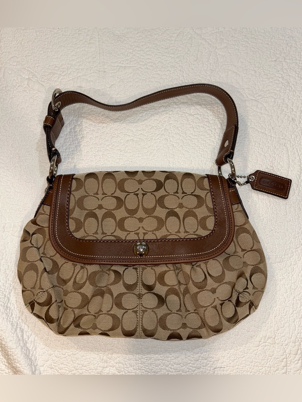 Coach Vintage Brown Signature Canvas Shoulder Bag